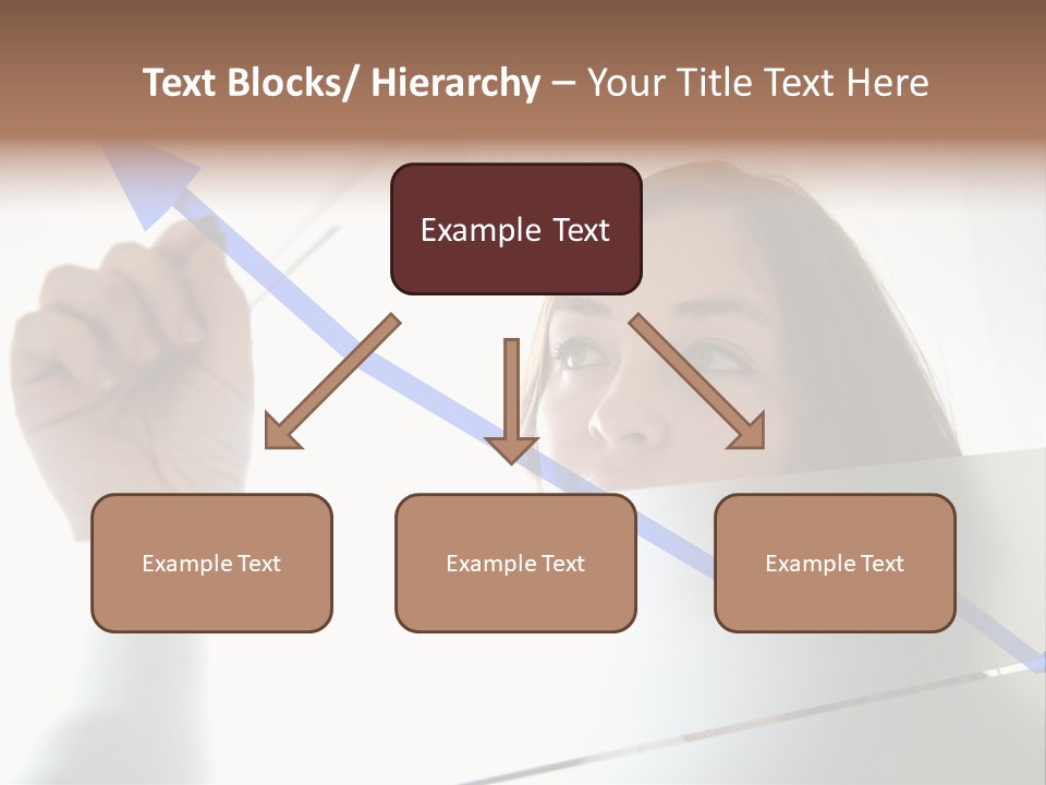 Business Woman Drawing A Graph On A Glass Window In An Office - Focus Is On Graph PowerPoint Template