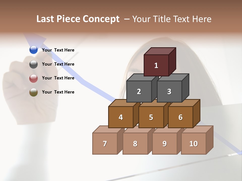 Business Woman Drawing A Graph On A Glass Window In An Office - Focus Is On Graph PowerPoint Template