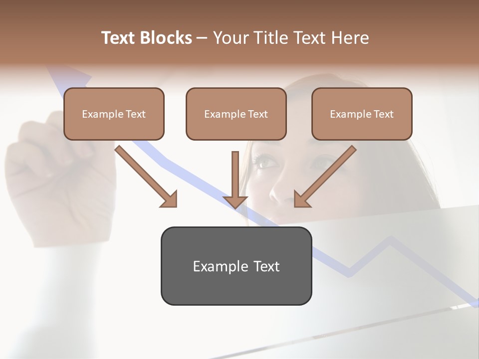 Business Woman Drawing A Graph On A Glass Window In An Office - Focus Is On Graph PowerPoint Template