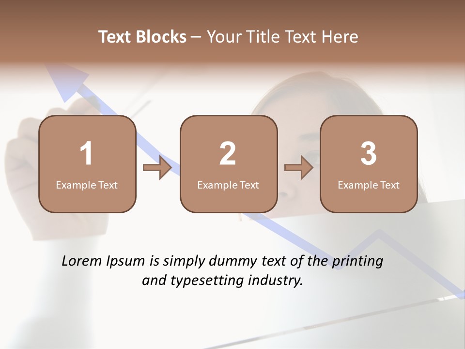 Business Woman Drawing A Graph On A Glass Window In An Office - Focus Is On Graph PowerPoint Template