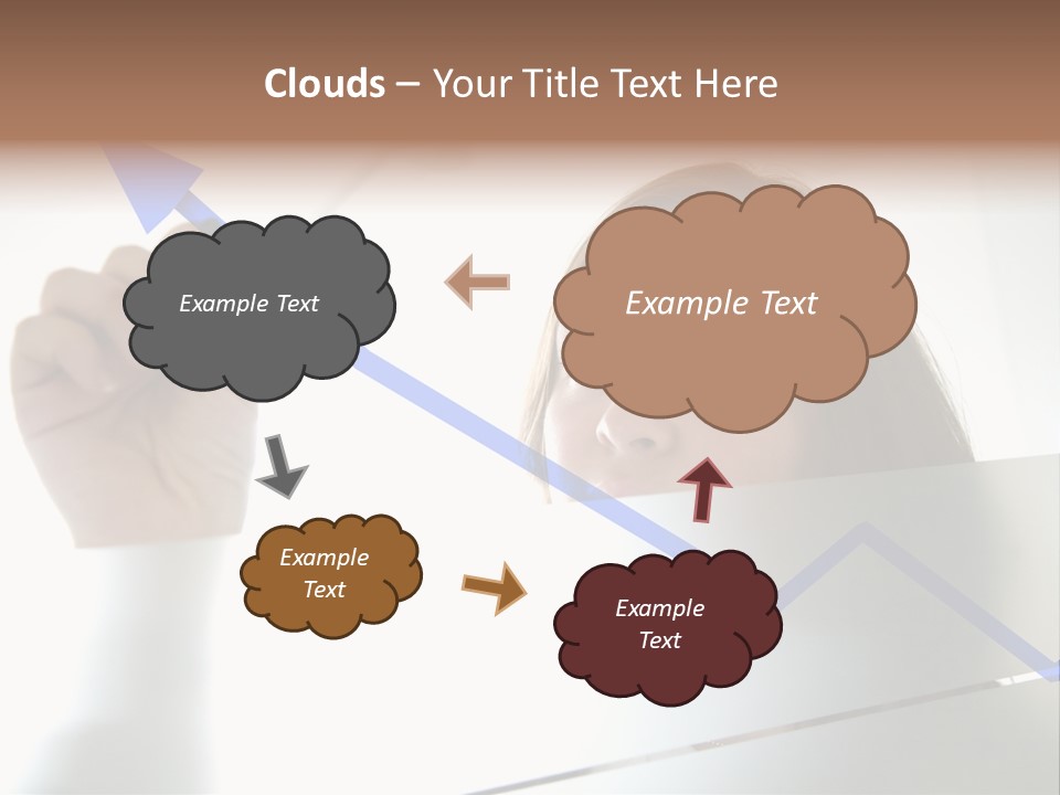 Business Woman Drawing A Graph On A Glass Window In An Office - Focus Is On Graph PowerPoint Template