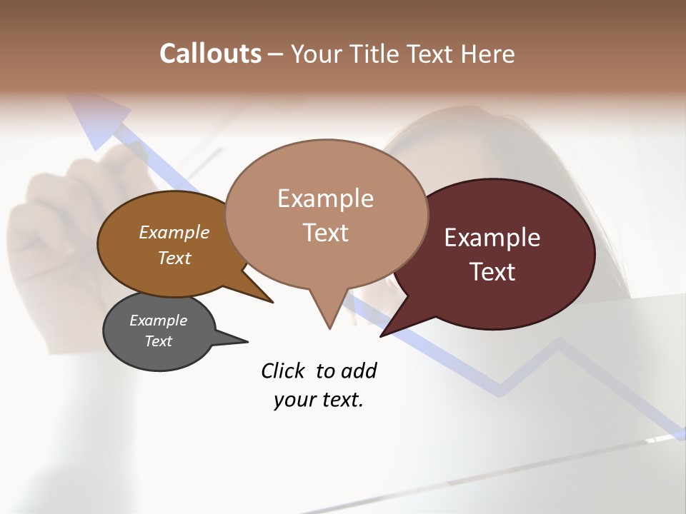 Business Woman Drawing A Graph On A Glass Window In An Office - Focus Is On Graph PowerPoint Template