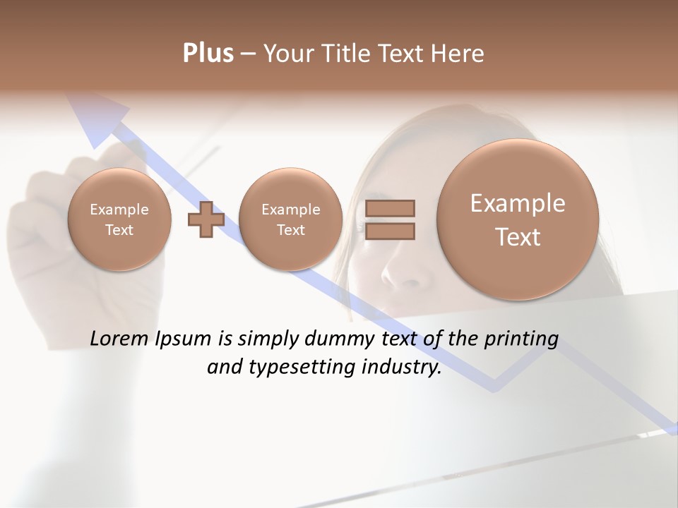 Business Woman Drawing A Graph On A Glass Window In An Office - Focus Is On Graph PowerPoint Template
