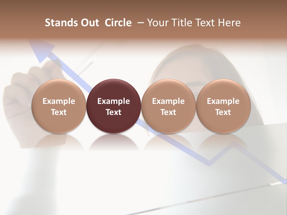 Business Woman Drawing A Graph On A Glass Window In An Office - Focus Is On Graph PowerPoint Template