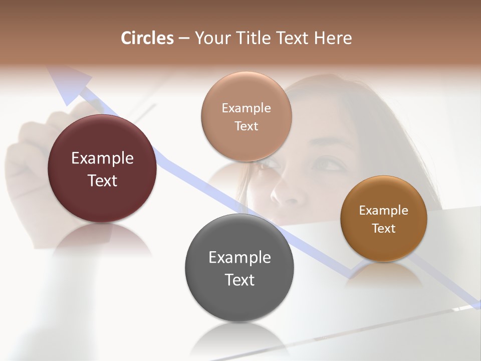 Business Woman Drawing A Graph On A Glass Window In An Office - Focus Is On Graph PowerPoint Template