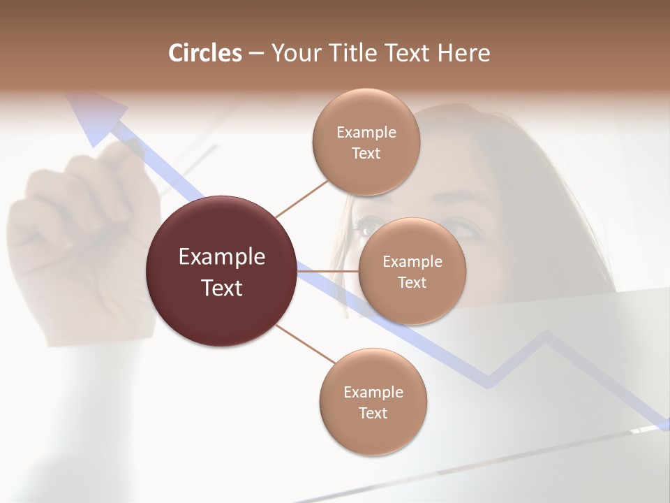 Business Woman Drawing A Graph On A Glass Window In An Office - Focus Is On Graph PowerPoint Template