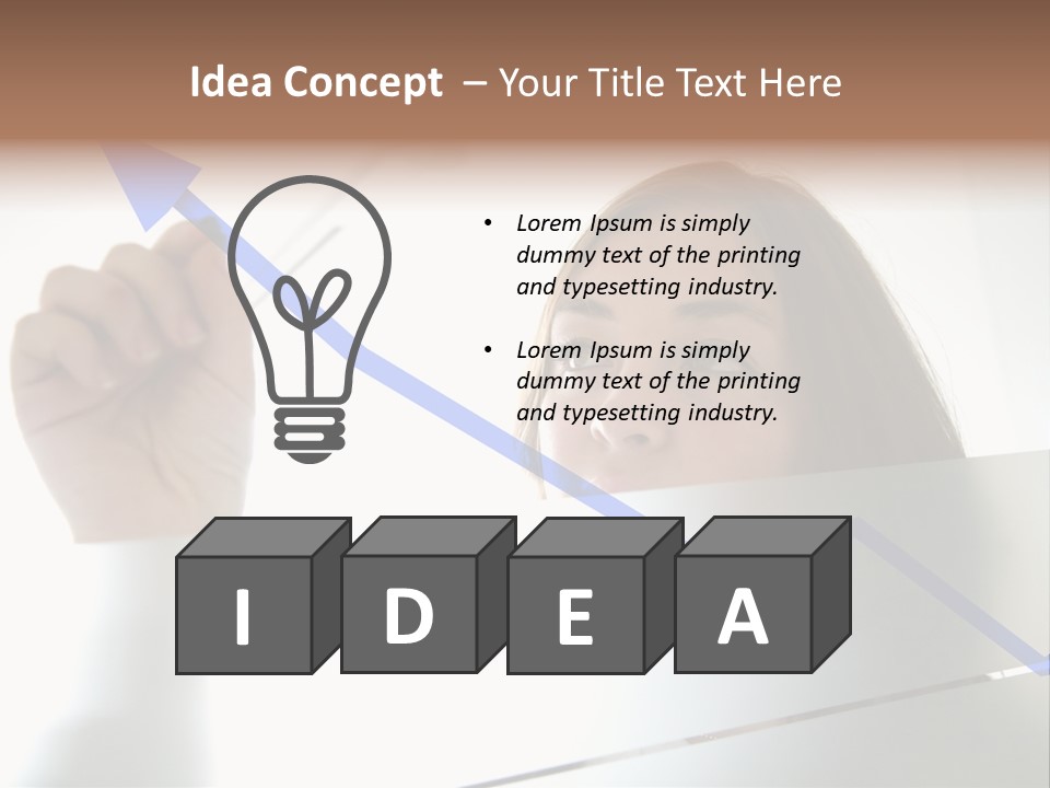Business Woman Drawing A Graph On A Glass Window In An Office - Focus Is On Graph PowerPoint Template