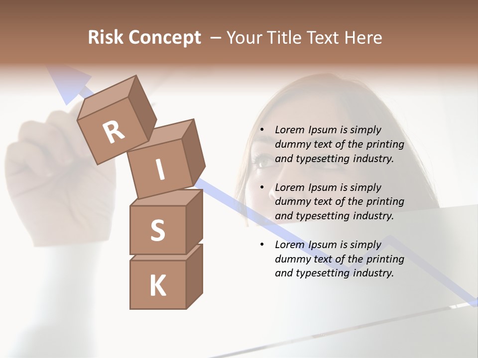 Business Woman Drawing A Graph On A Glass Window In An Office - Focus Is On Graph PowerPoint Template