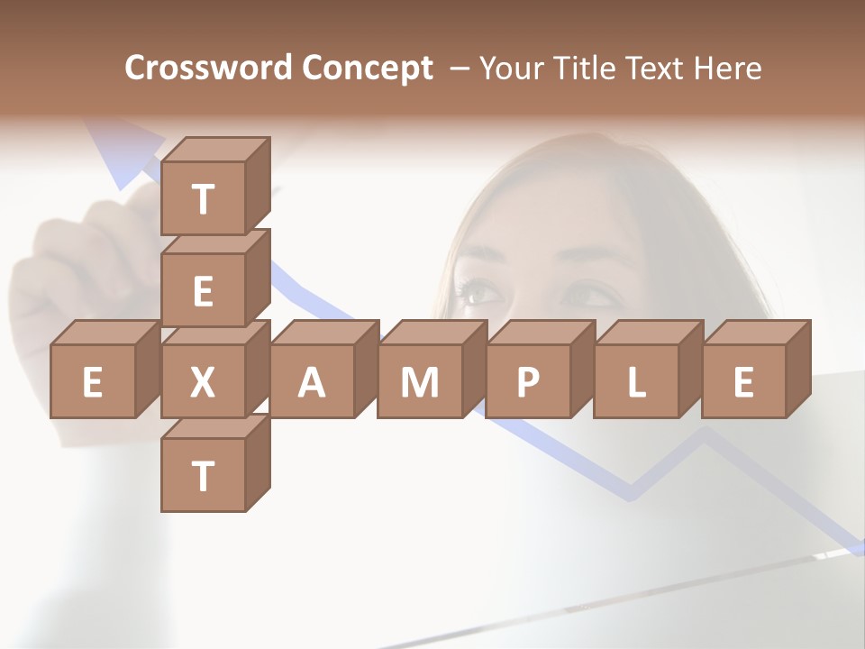 Business Woman Drawing A Graph On A Glass Window In An Office - Focus Is On Graph PowerPoint Template