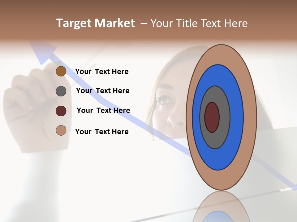 Business Woman Drawing A Graph On A Glass Window In An Office - Focus Is On Graph PowerPoint Template