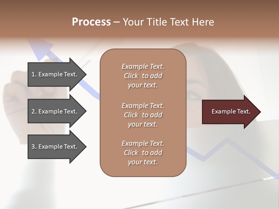 Business Woman Drawing A Graph On A Glass Window In An Office - Focus Is On Graph PowerPoint Template