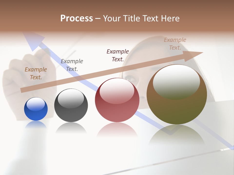 Business Woman Drawing A Graph On A Glass Window In An Office - Focus Is On Graph PowerPoint Template