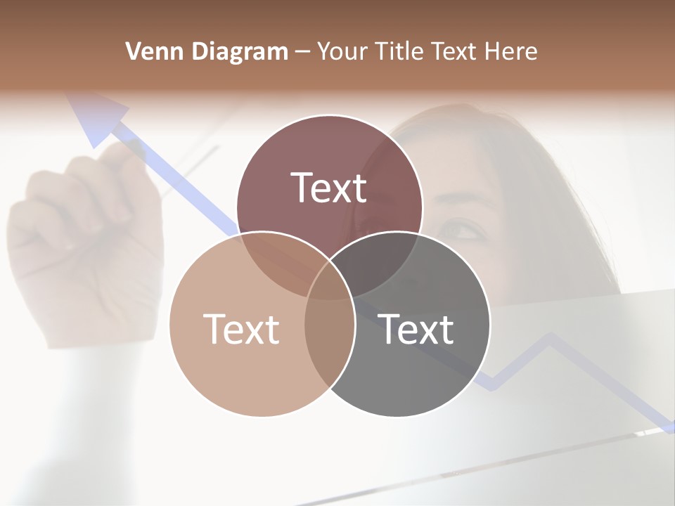 Business Woman Drawing A Graph On A Glass Window In An Office - Focus Is On Graph PowerPoint Template