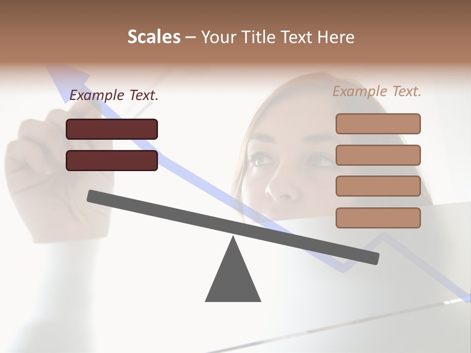 Business Woman Drawing A Graph On A Glass Window In An Office - Focus Is On Graph PowerPoint Template