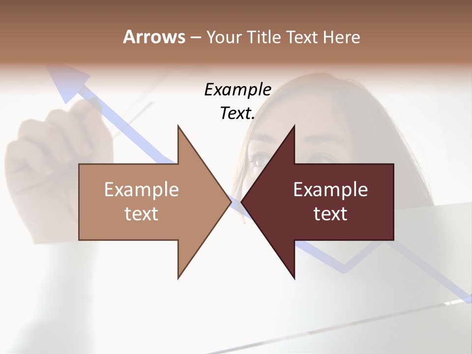 Business Woman Drawing A Graph On A Glass Window In An Office - Focus Is On Graph PowerPoint Template
