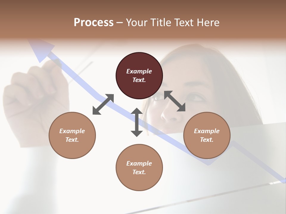 Business Woman Drawing A Graph On A Glass Window In An Office - Focus Is On Graph PowerPoint Template