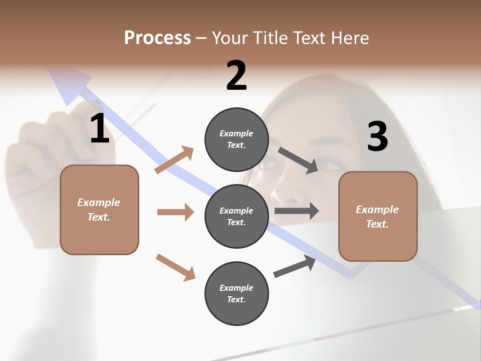 Business Woman Drawing A Graph On A Glass Window In An Office - Focus Is On Graph PowerPoint Template