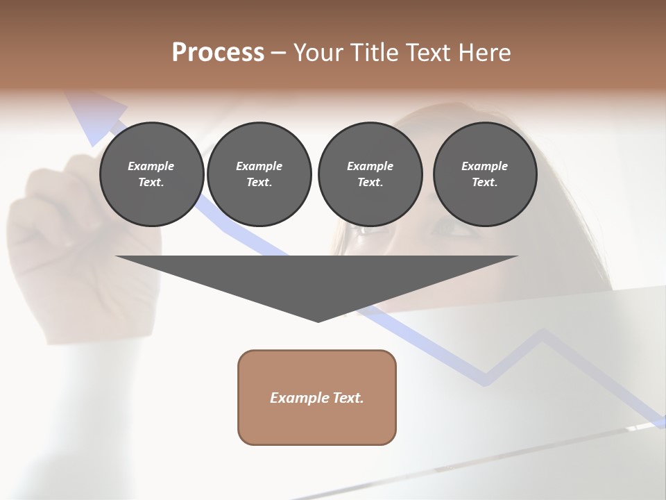 Business Woman Drawing A Graph On A Glass Window In An Office - Focus Is On Graph PowerPoint Template