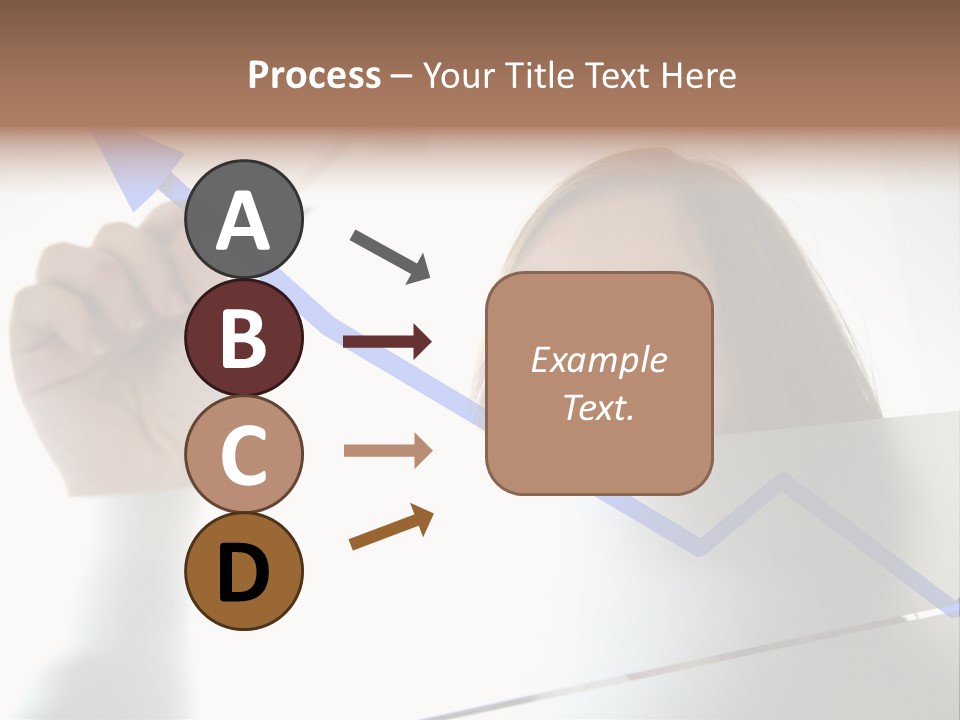 Business Woman Drawing A Graph On A Glass Window In An Office - Focus Is On Graph PowerPoint Template