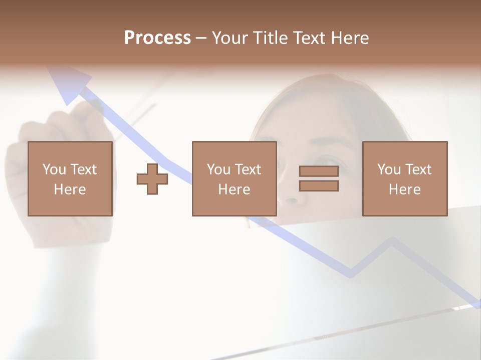 Business Woman Drawing A Graph On A Glass Window In An Office - Focus Is On Graph PowerPoint Template