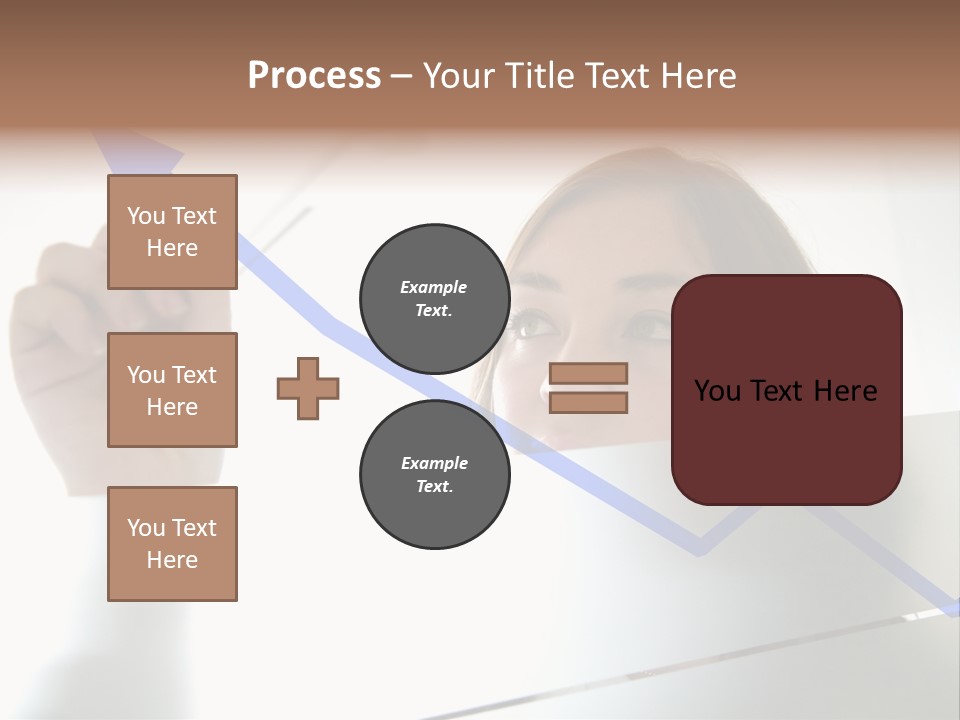 Business Woman Drawing A Graph On A Glass Window In An Office - Focus Is On Graph PowerPoint Template