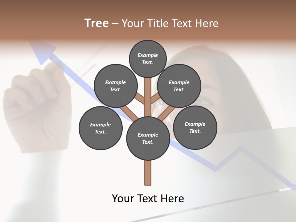 Business Woman Drawing A Graph On A Glass Window In An Office - Focus Is On Graph PowerPoint Template