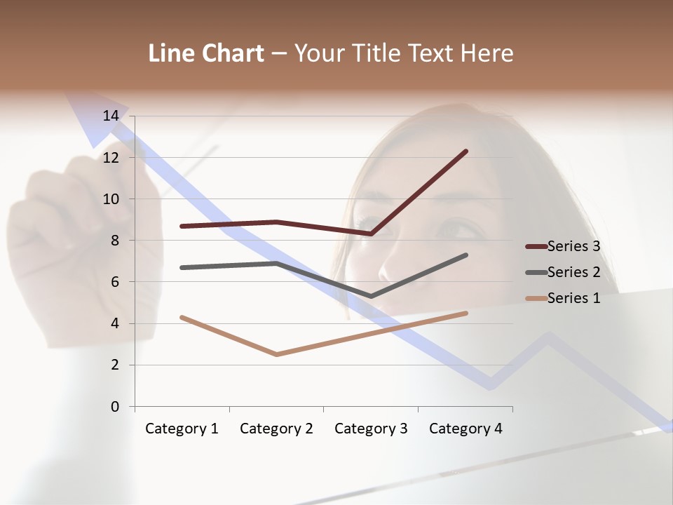 Business Woman Drawing A Graph On A Glass Window In An Office - Focus Is On Graph PowerPoint Template