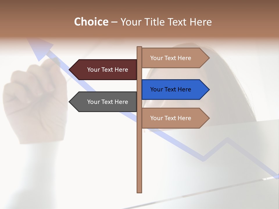 Business Woman Drawing A Graph On A Glass Window In An Office - Focus Is On Graph PowerPoint Template