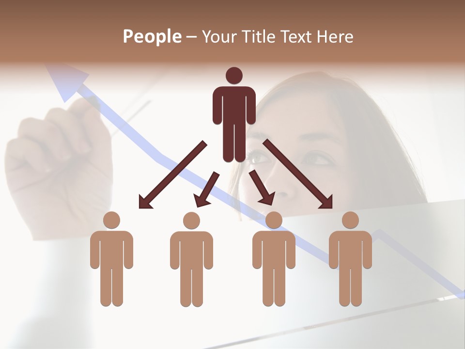 Business Woman Drawing A Graph On A Glass Window In An Office - Focus Is On Graph PowerPoint Template