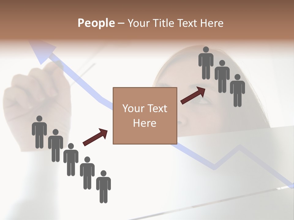 Business Woman Drawing A Graph On A Glass Window In An Office - Focus Is On Graph PowerPoint Template