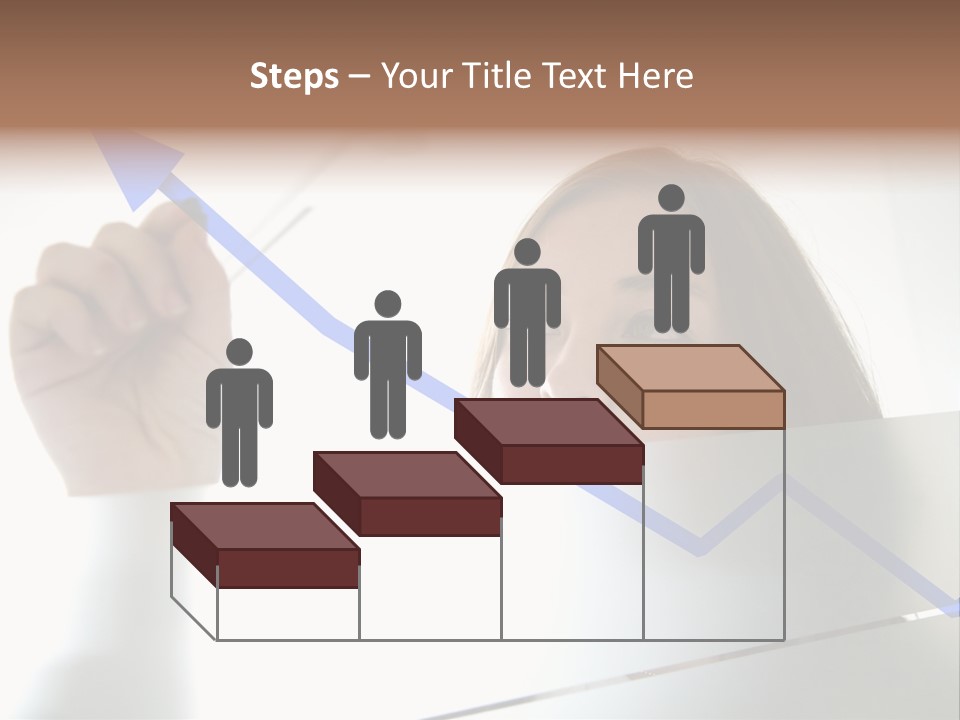 Business Woman Drawing A Graph On A Glass Window In An Office - Focus Is On Graph PowerPoint Template