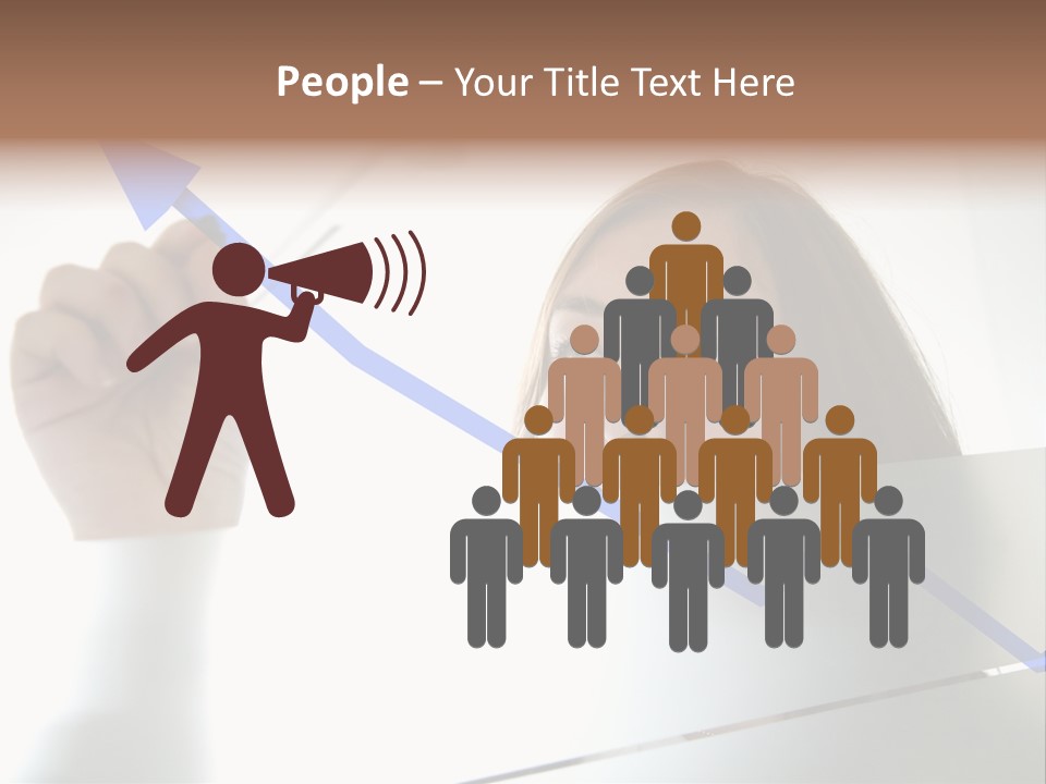 Business Woman Drawing A Graph On A Glass Window In An Office - Focus Is On Graph PowerPoint Template