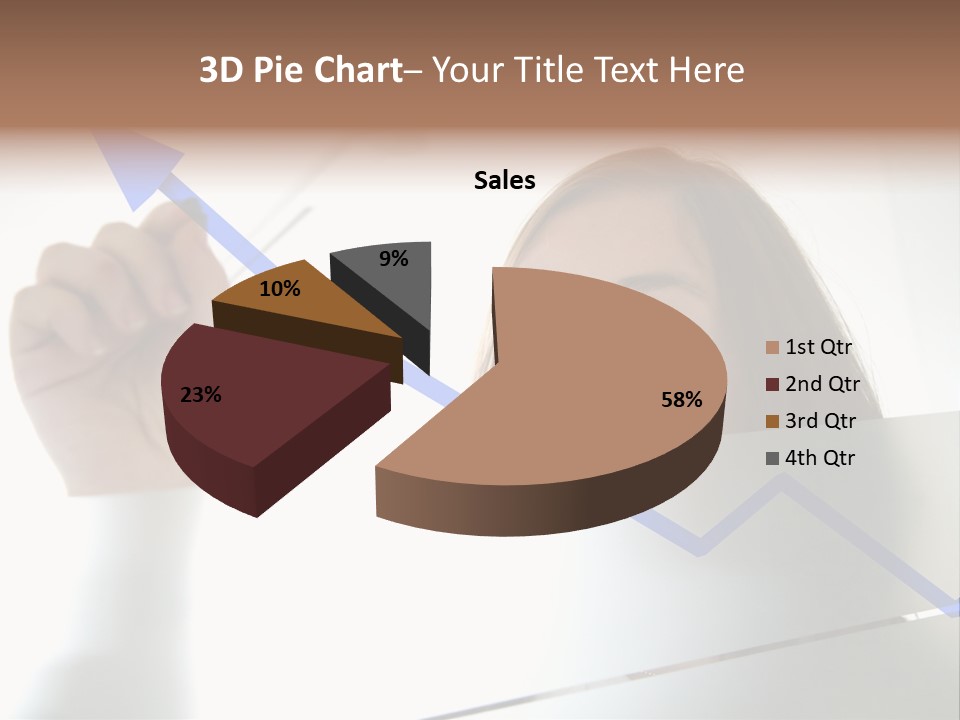 Business Woman Drawing A Graph On A Glass Window In An Office - Focus Is On Graph PowerPoint Template