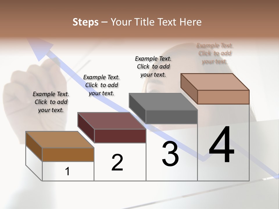 Business Woman Drawing A Graph On A Glass Window In An Office - Focus Is On Graph PowerPoint Template