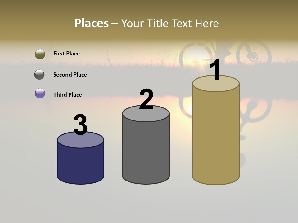 Mountain Biker Girl Silhouette In Sunrise PowerPoint Template