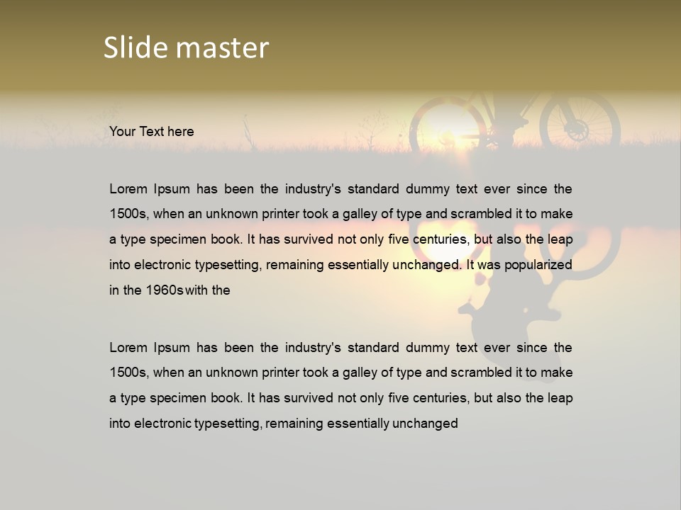 Mountain Biker Girl Silhouette In Sunrise PowerPoint Template