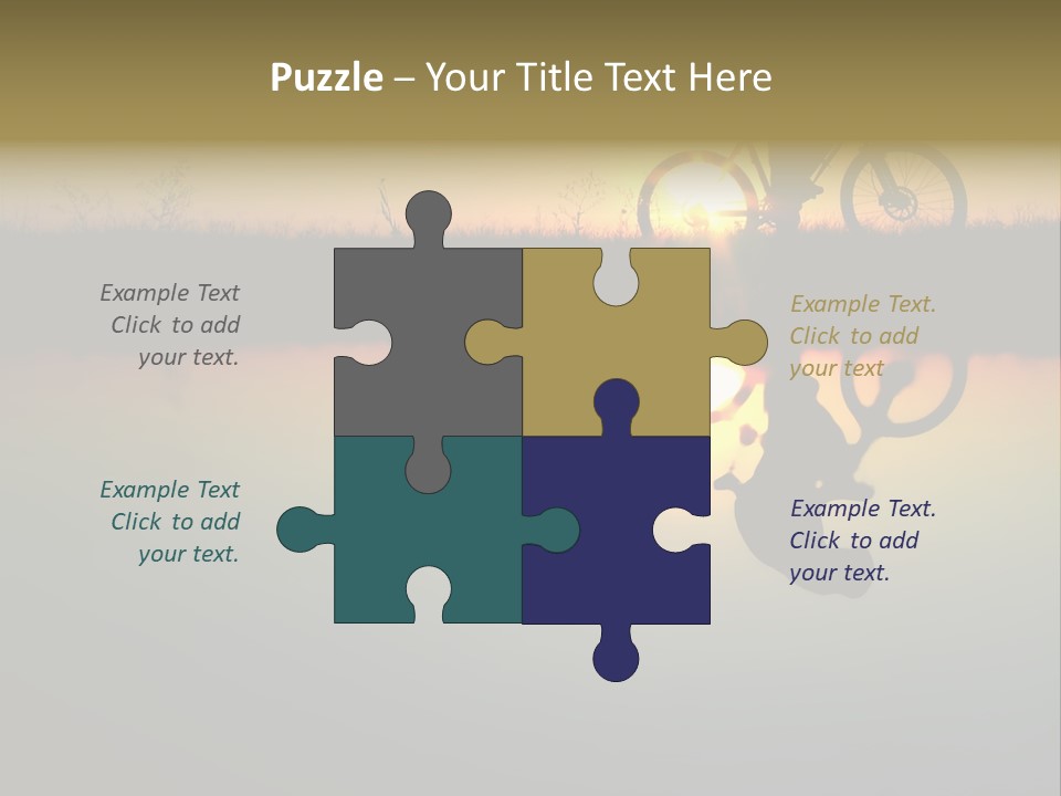 Mountain Biker Girl Silhouette In Sunrise PowerPoint Template