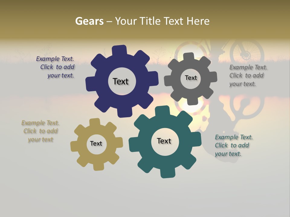 Mountain Biker Girl Silhouette In Sunrise PowerPoint Template