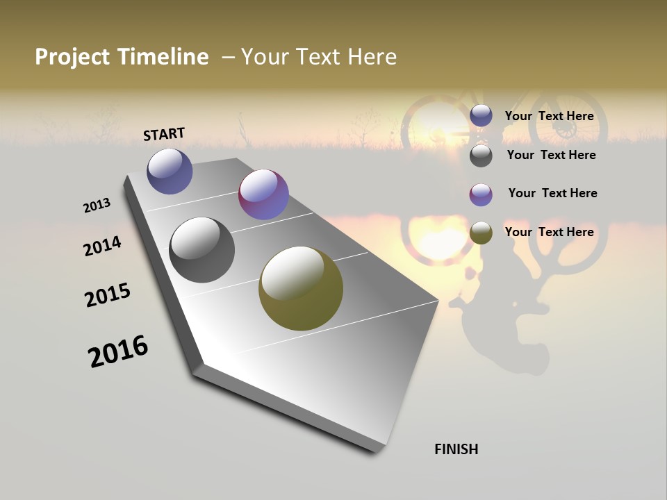 Mountain Biker Girl Silhouette In Sunrise PowerPoint Template