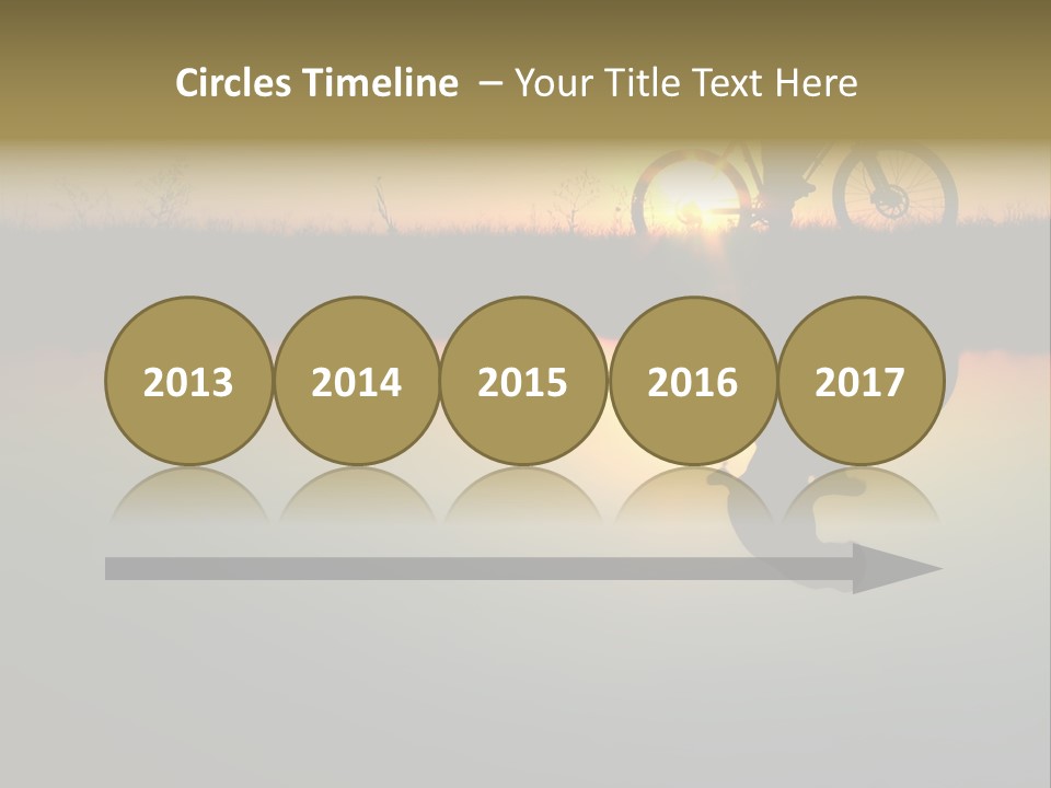 Mountain Biker Girl Silhouette In Sunrise PowerPoint Template