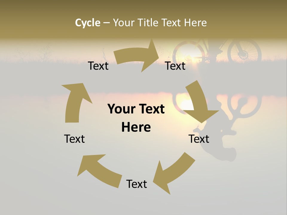 Mountain Biker Girl Silhouette In Sunrise PowerPoint Template