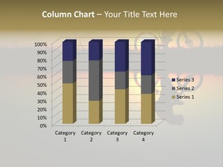 Mountain Biker Girl Silhouette In Sunrise PowerPoint Template