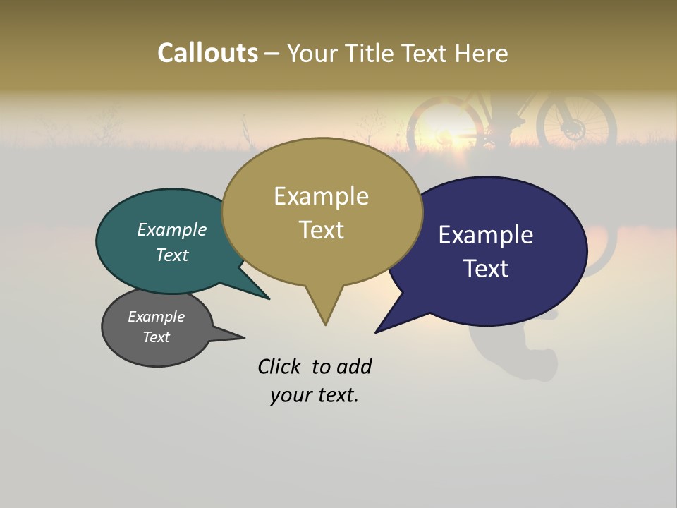 Mountain Biker Girl Silhouette In Sunrise PowerPoint Template