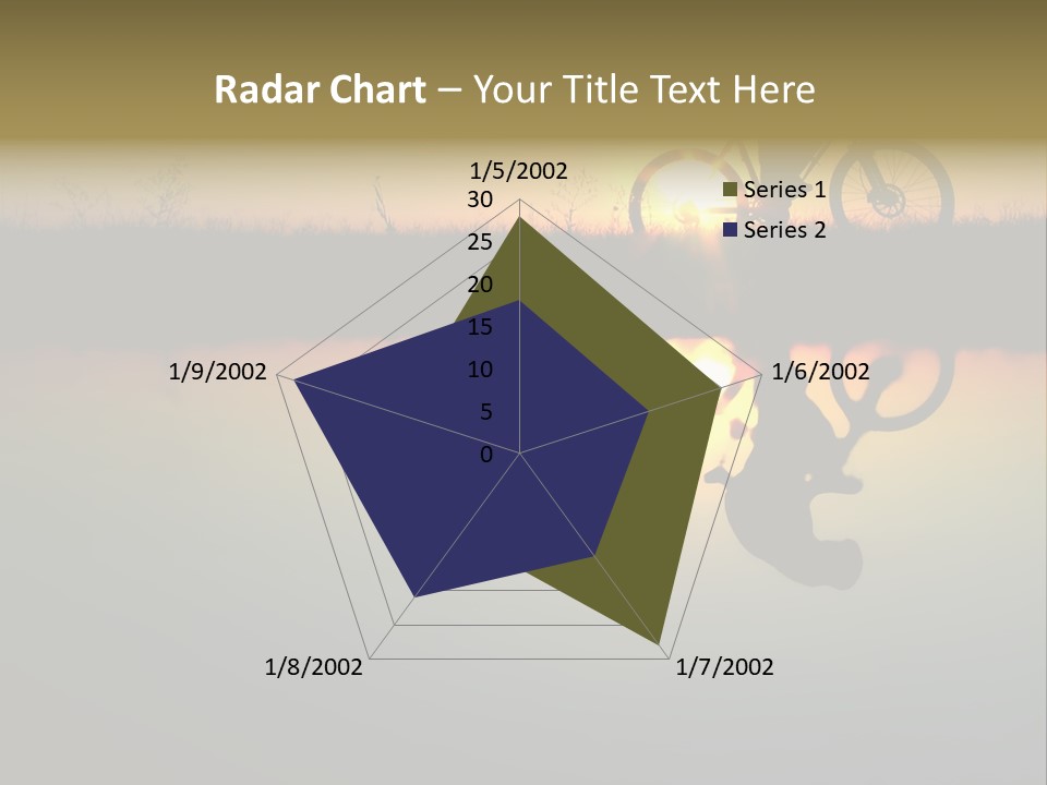 Mountain Biker Girl Silhouette In Sunrise PowerPoint Template