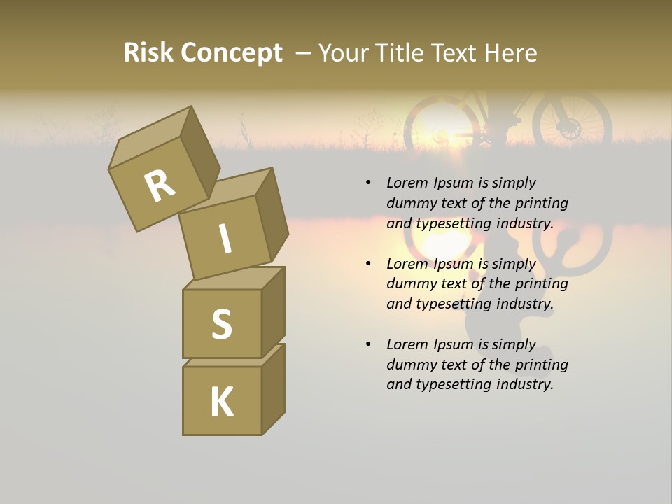 Mountain Biker Girl Silhouette In Sunrise PowerPoint Template