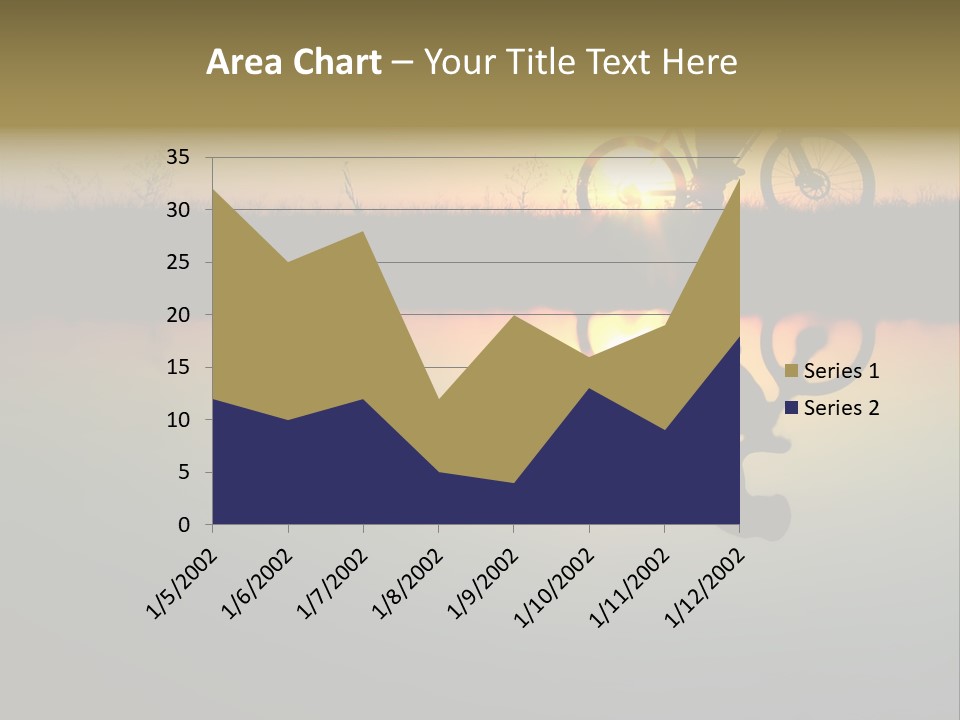 Mountain Biker Girl Silhouette In Sunrise PowerPoint Template