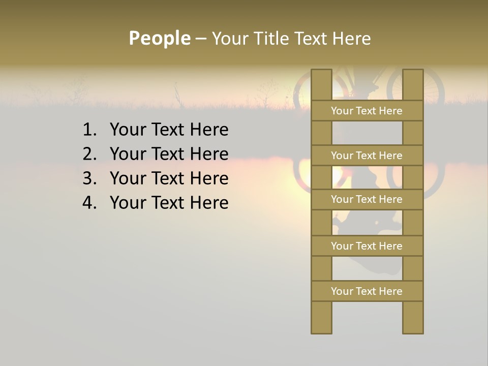 Mountain Biker Girl Silhouette In Sunrise PowerPoint Template