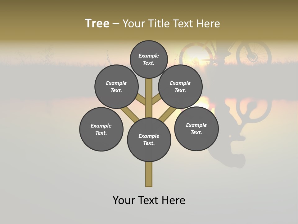 Mountain Biker Girl Silhouette In Sunrise PowerPoint Template