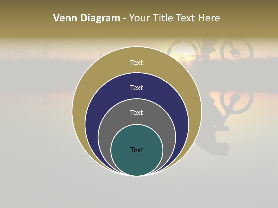 Mountain Biker Girl Silhouette In Sunrise PowerPoint Template