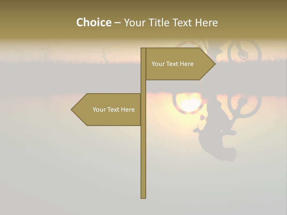 Mountain Biker Girl Silhouette In Sunrise PowerPoint Template